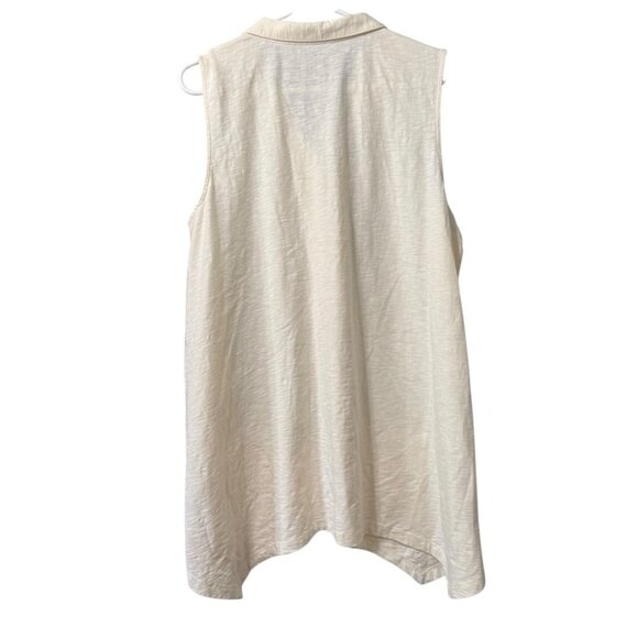Soft Surroundings Size XL Danielle Cream Sleeveless Tunic Top Buttons Lagenlook - Picture 2 of 15